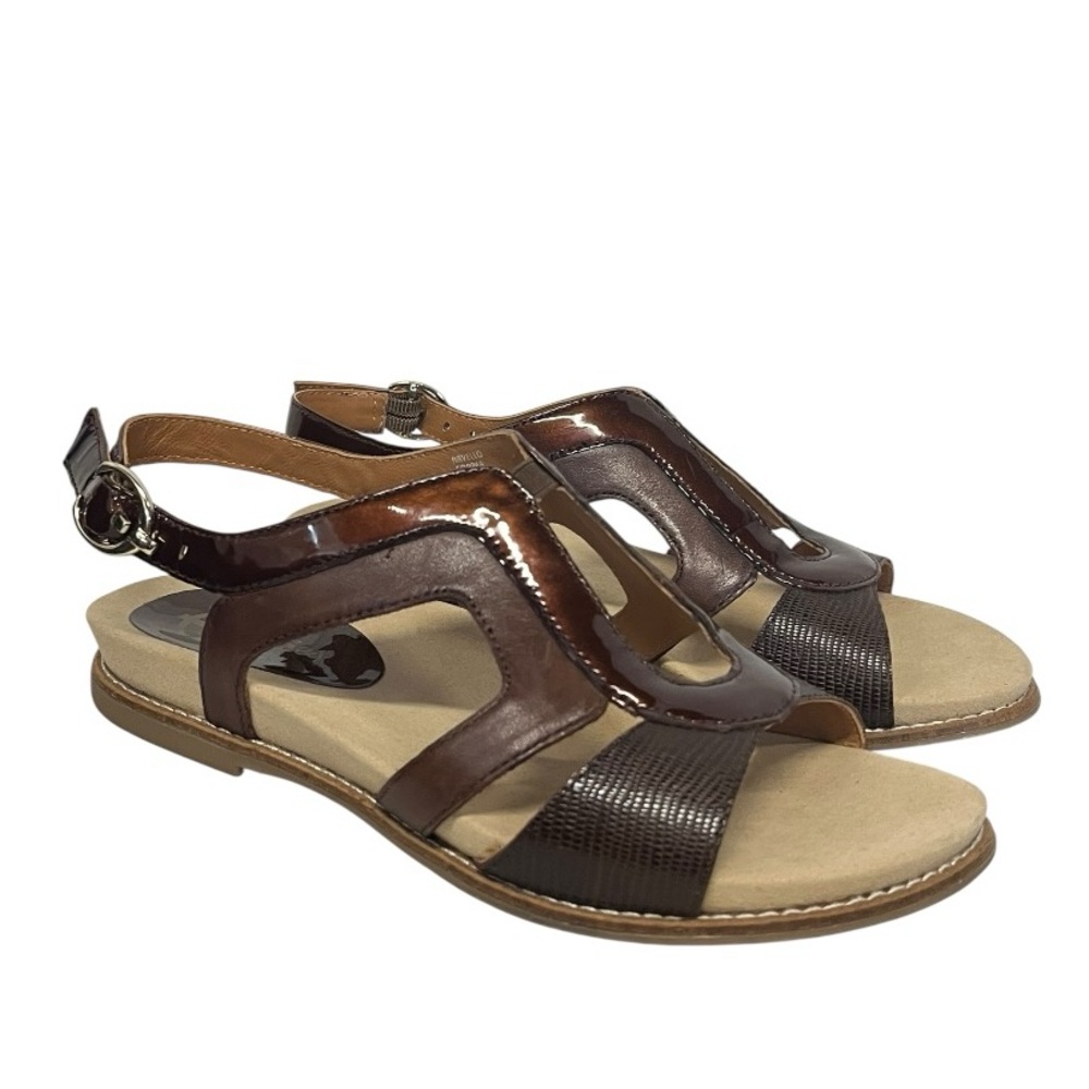 Earthies | Arvello Copper Comfortable Brown Shiny Sandals 7